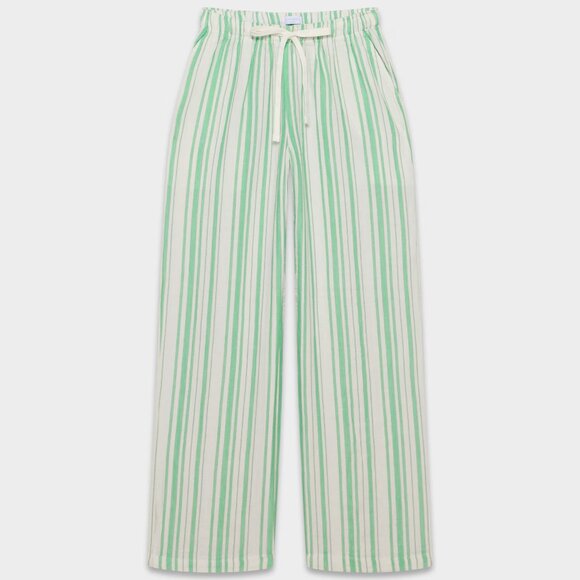 Aritzia Pants - Aritzia AirPlush Cotton Sail Pant | Size Small | White and Green stripe